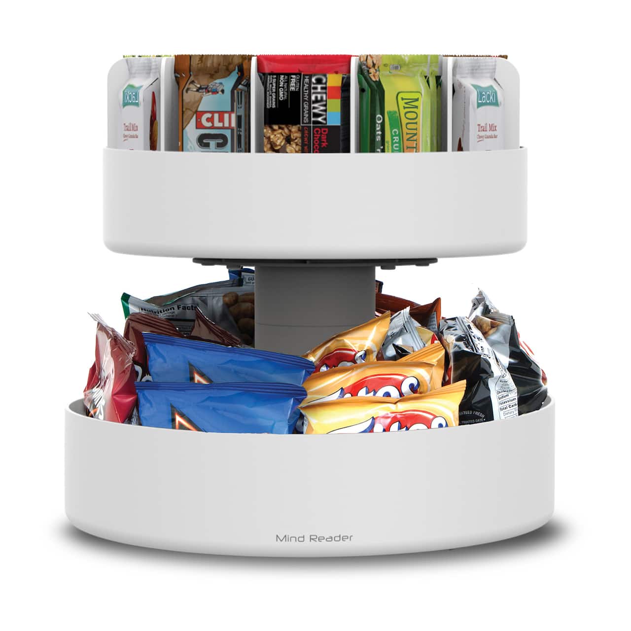 Mind Reader White 2-Tier Lazy Susan Granola Bar and Snack